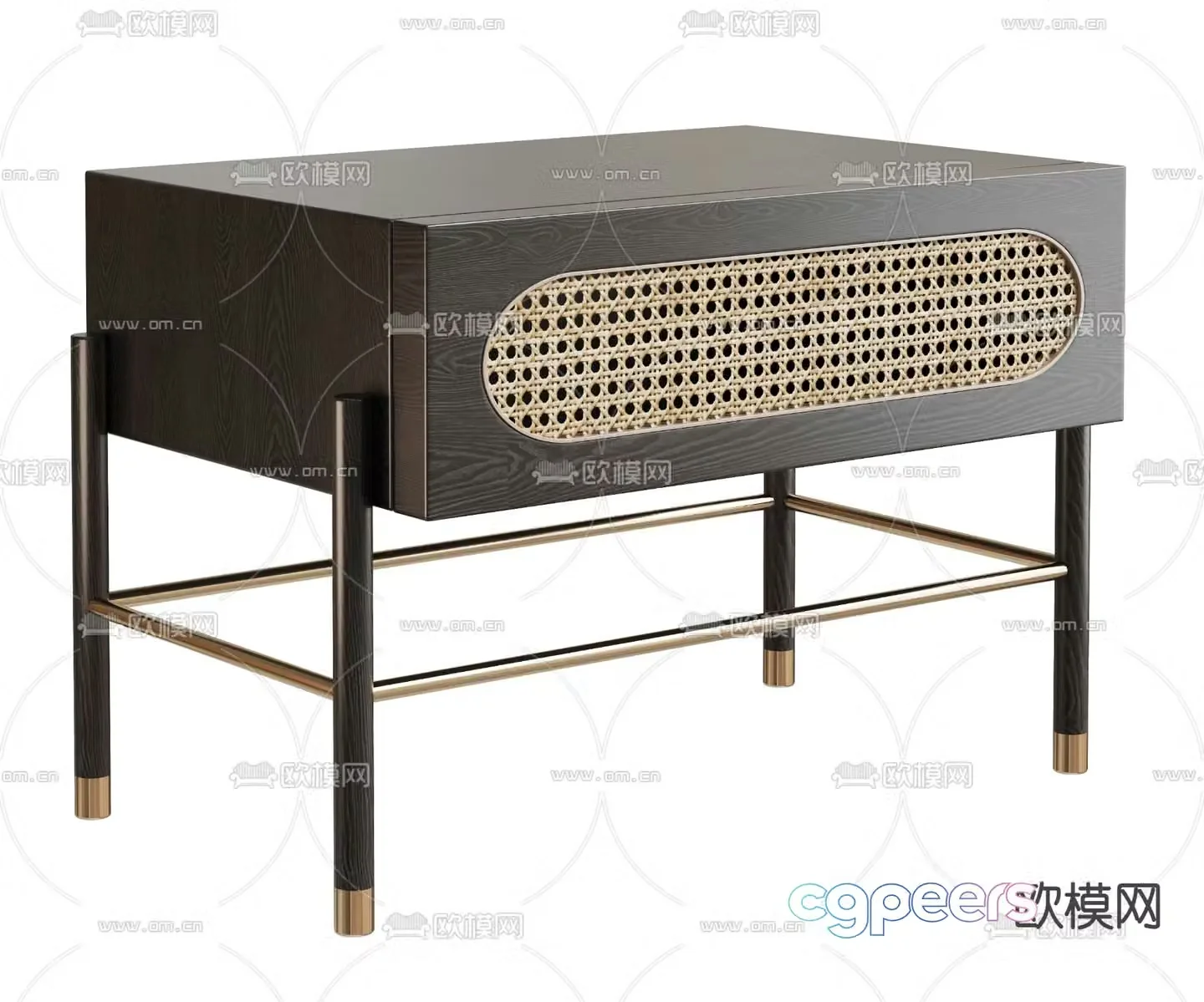 Black Cane bedside table 3d model