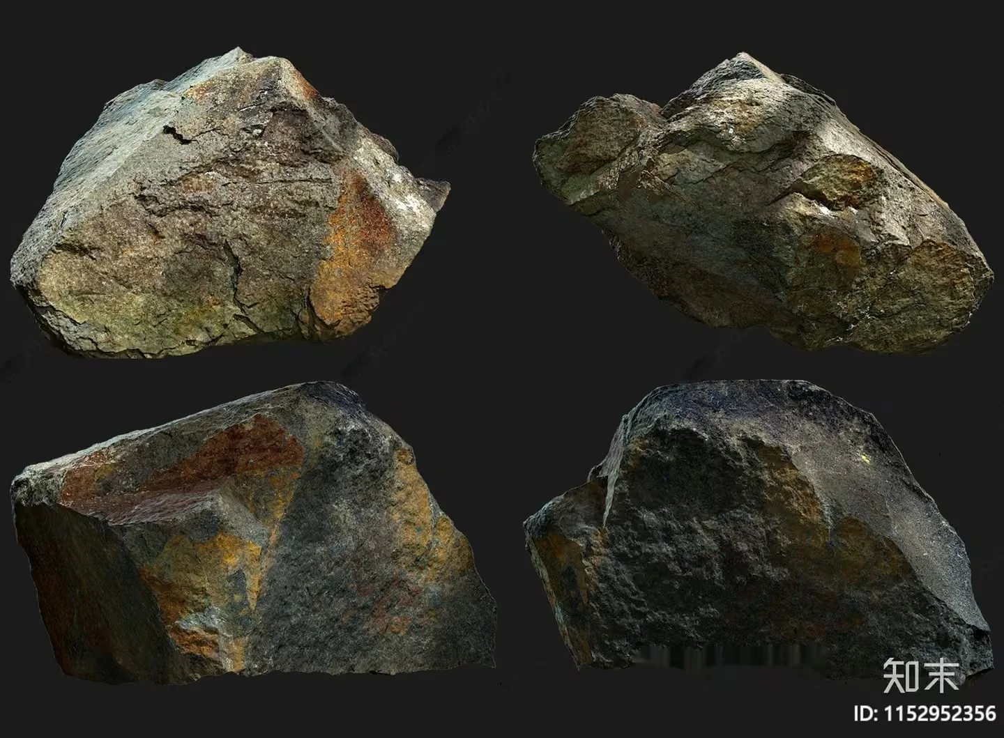 Four Large Rocks 3D Model – 4673 – VRAY Render