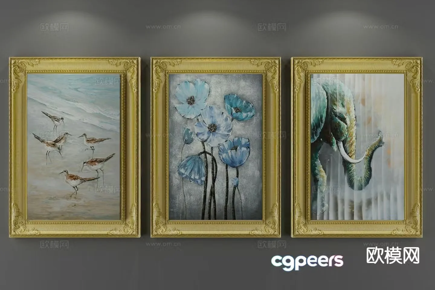 European pastoral hanging painting oil painting decorative painting 3D model