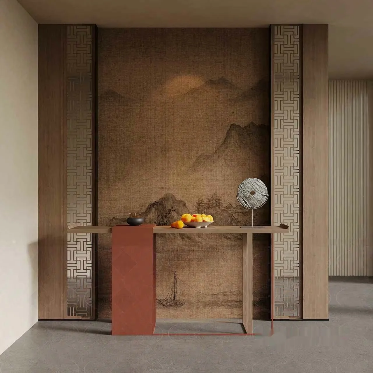A Console Table With A Unique Design 3D Model – 10918 – VRAY Render