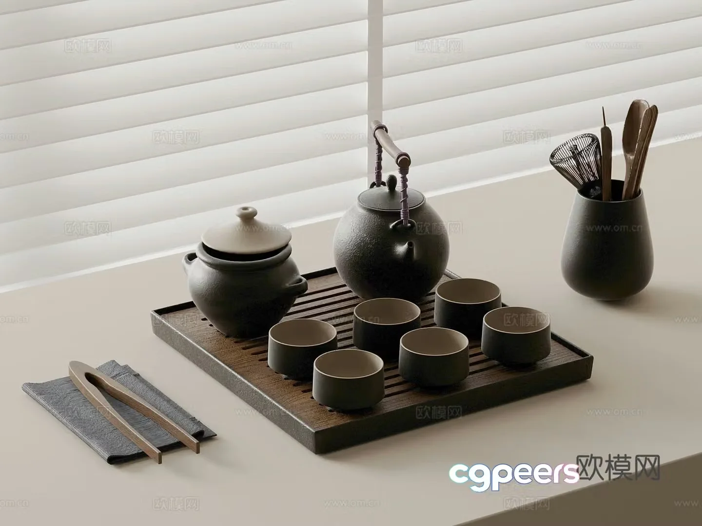 New Chinese style tea set teapot tea cup 3d model