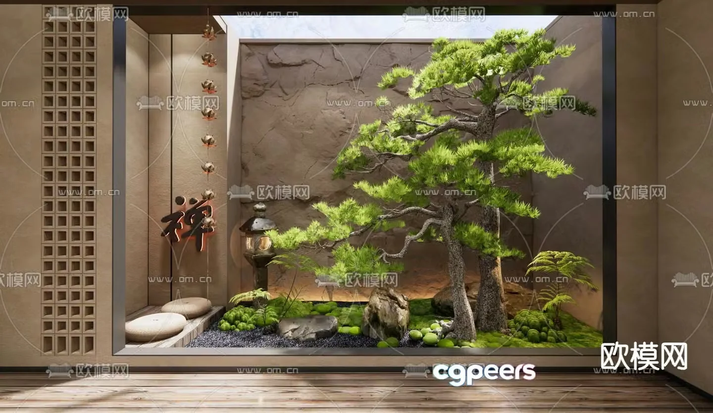 Patio landscape plant landscaping 3D model