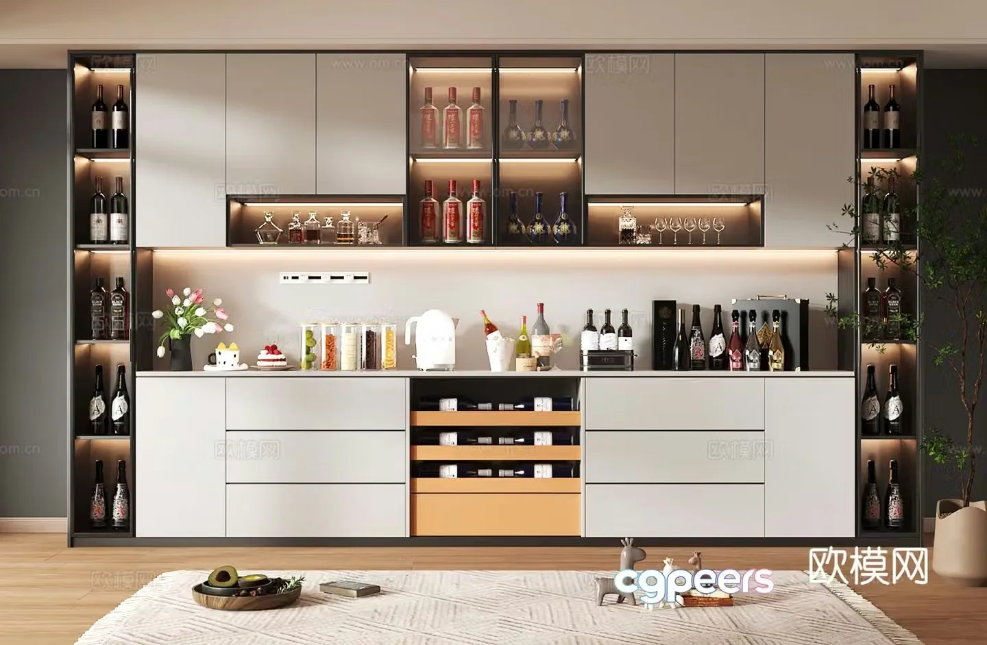 Wine cabinet design Wine cabinet red wine cabinet bar wine cabinet partition wine cabinet 3D model