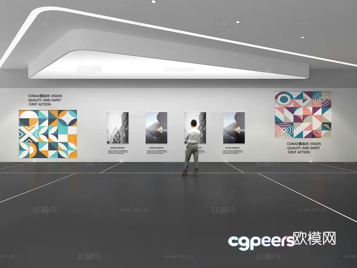 Cultural wall Corporate culture wall Education Theme wall Exhibition hall Campus culture Corridor 3D model