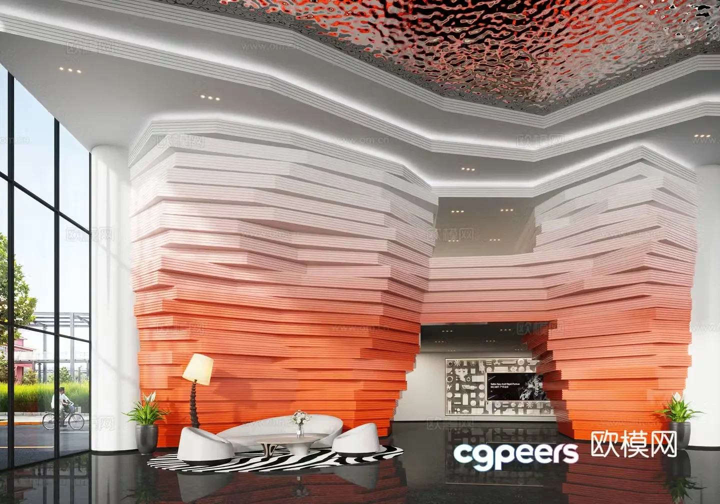 Modern hotel lounge area lobby lounge lobby leisure area lobby 3d model
