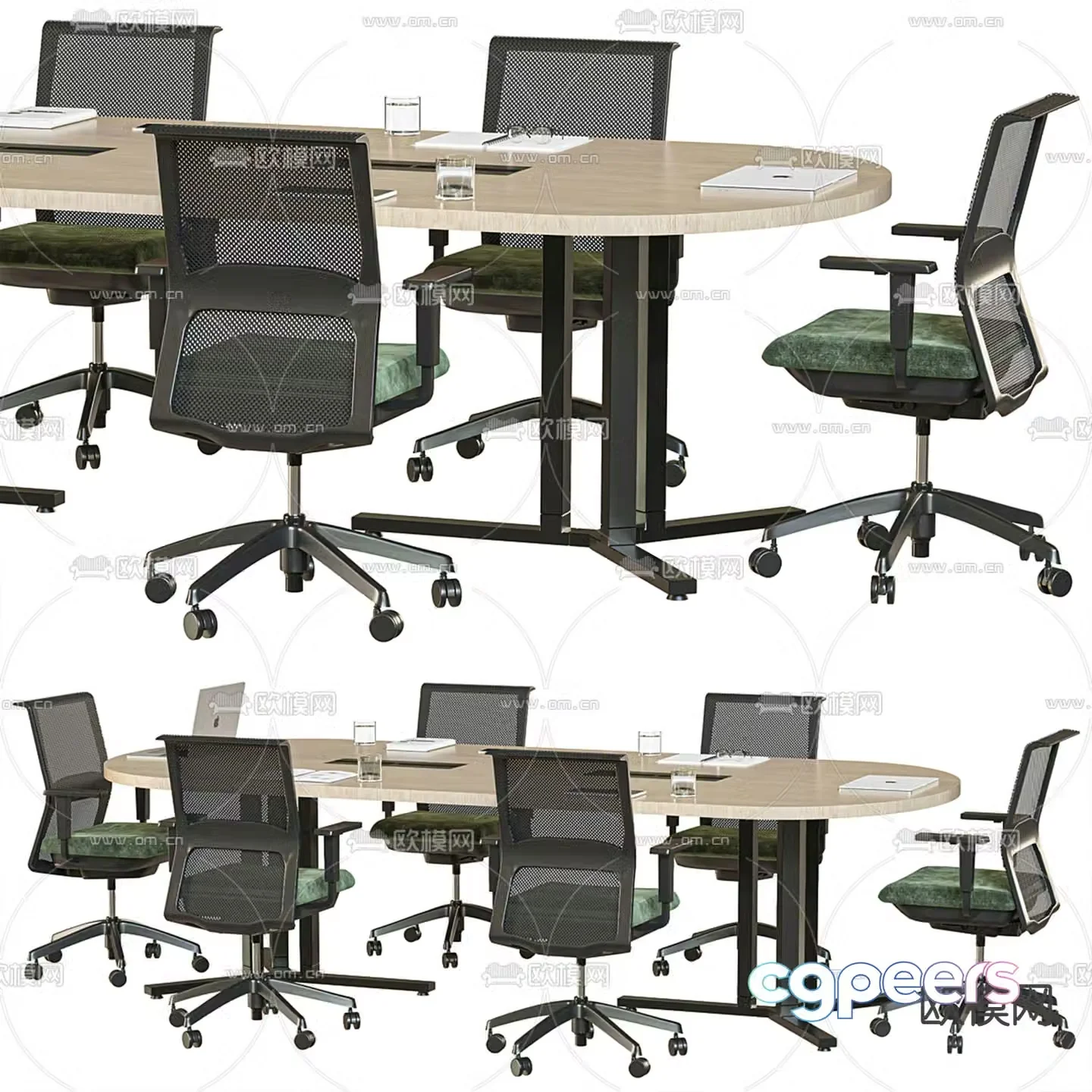 Oval conference table conference table 3d model