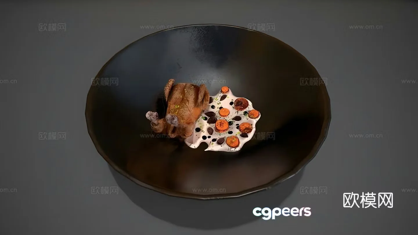 Chicken in cream sauce 3d model