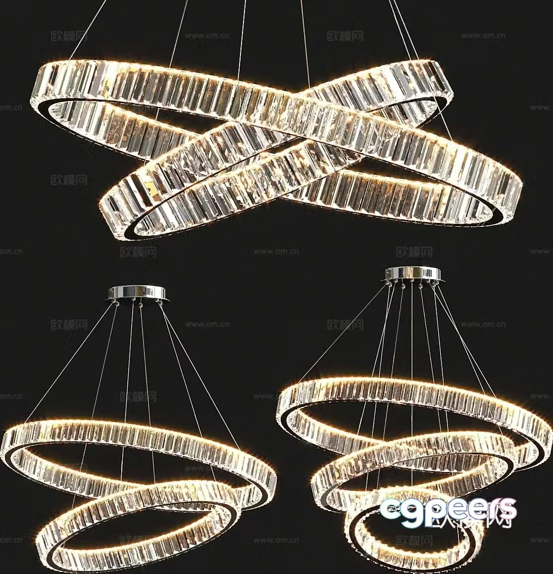 Light luxury crystal chandelier 3d model