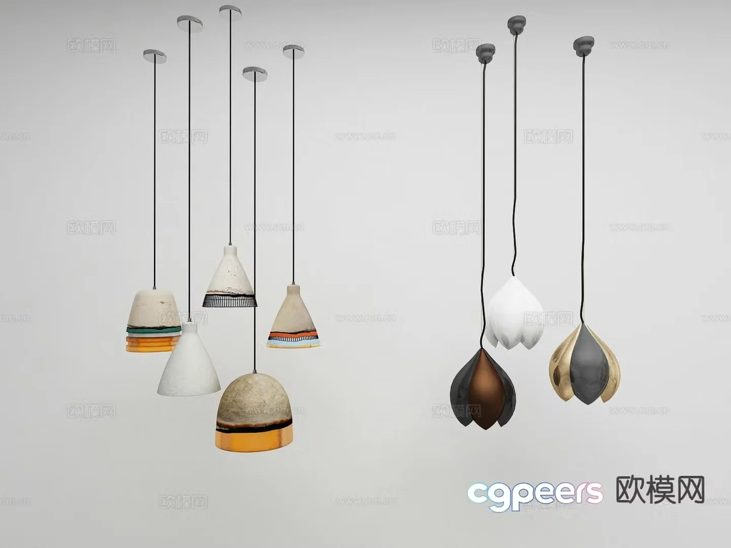 Wabi Sabi small chandelier bedside small chandelier 3d model
