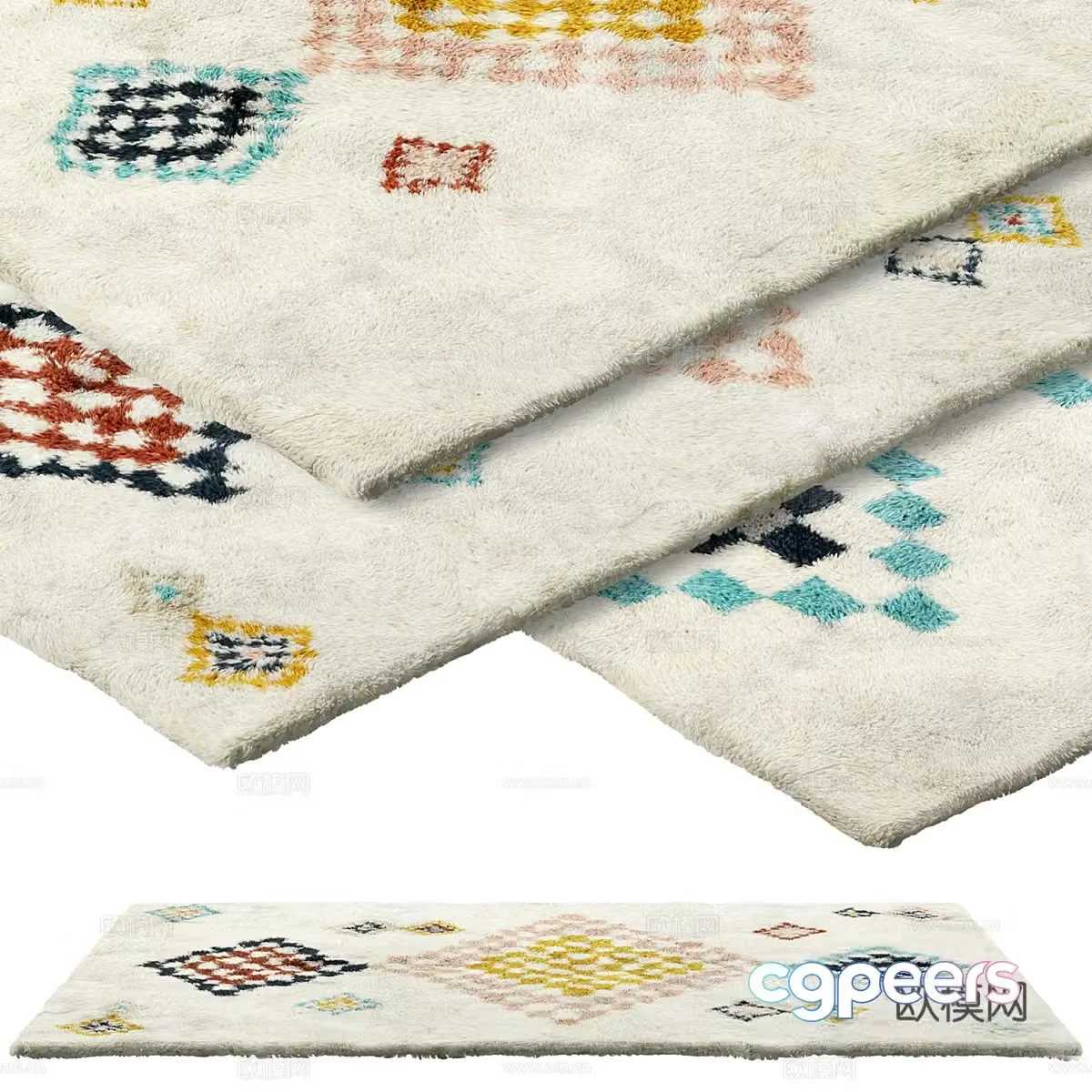 Creamy style carpet Children’s carpet Children’s room carpet Blanket Square carpet Style carpet 3d model