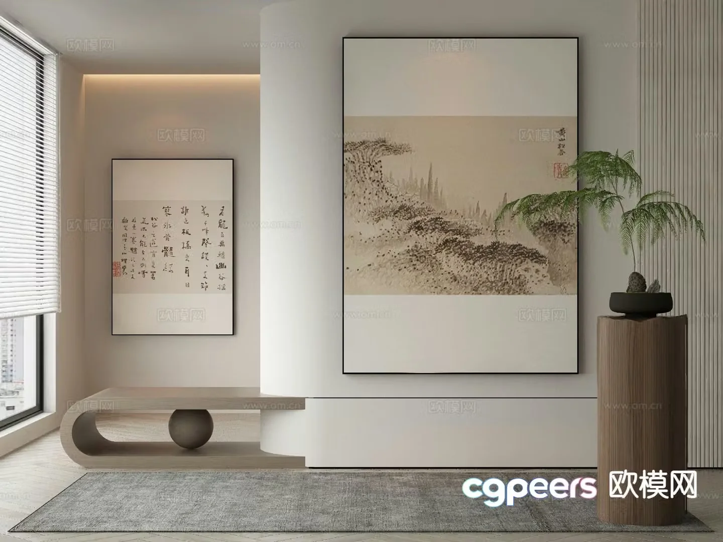 New Chinese style ink painting calligraphy decorative painting 3d model