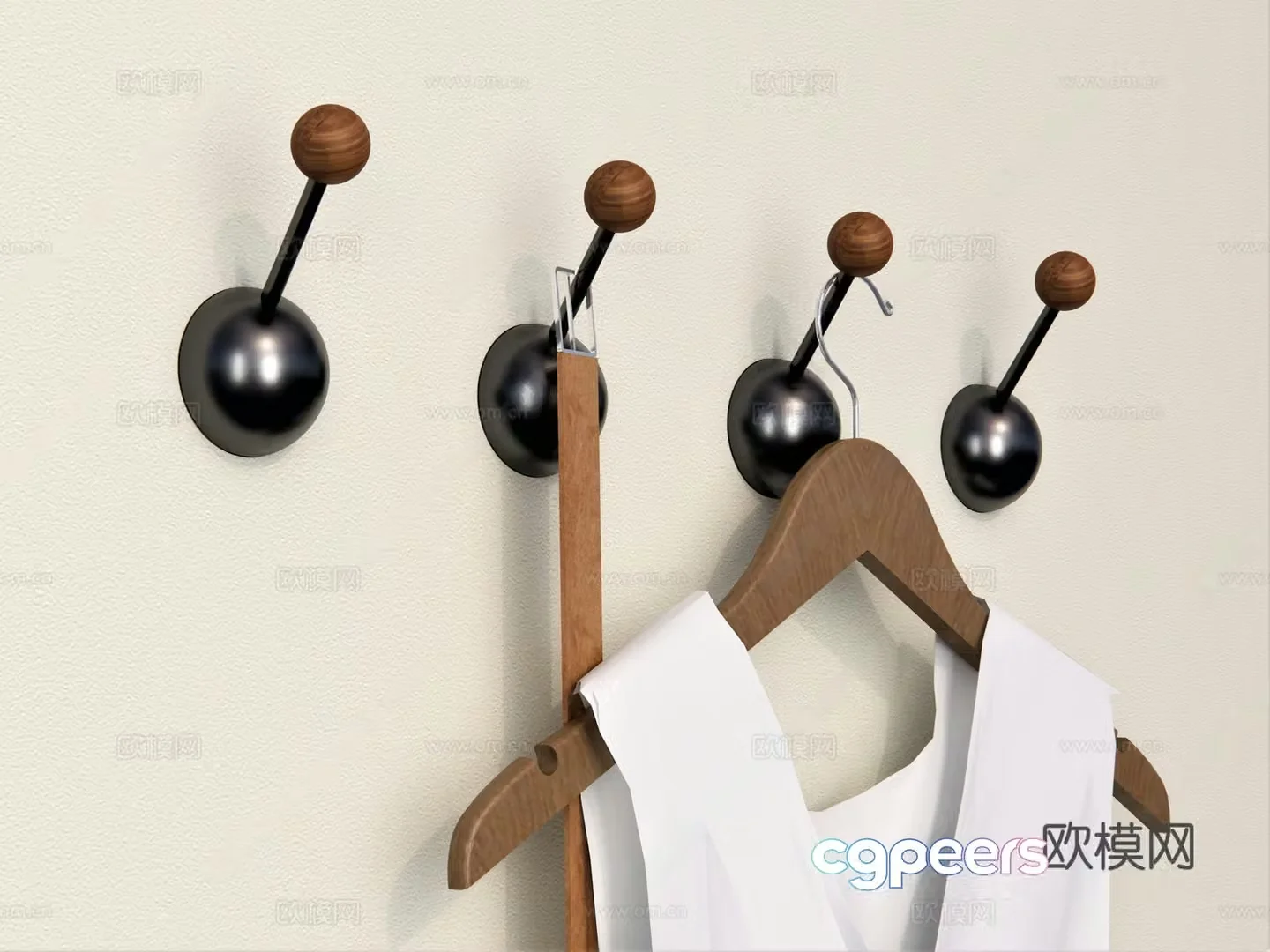 Modern retro hook Coat hook belt storage Clothes rack 3d model