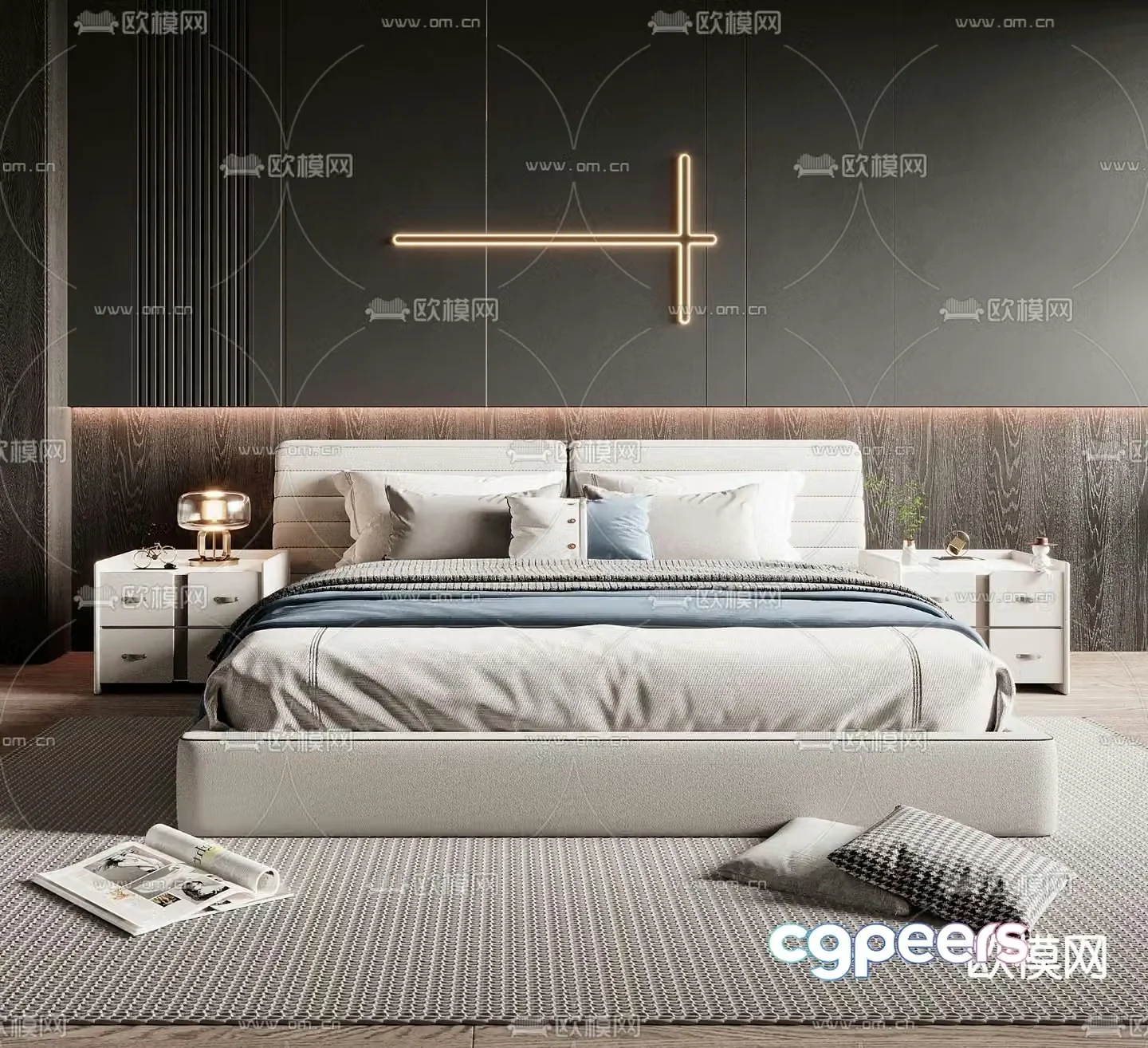 Minotti double bed 3d model