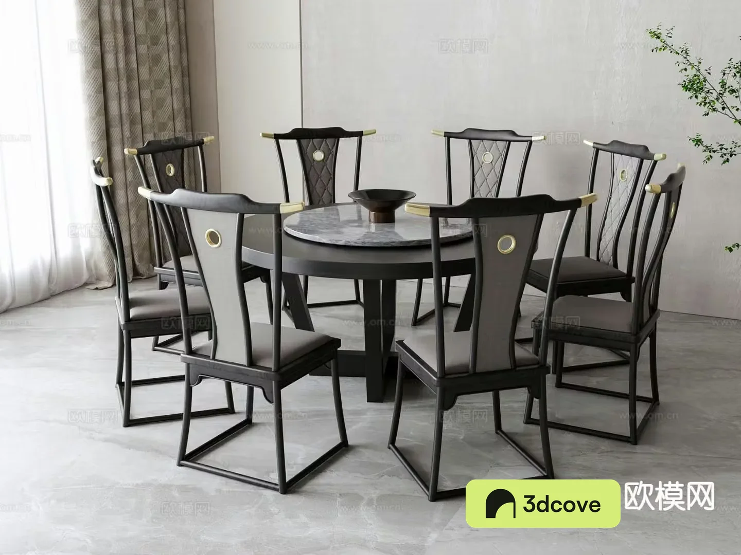 New Chinese style round dining table and chairs