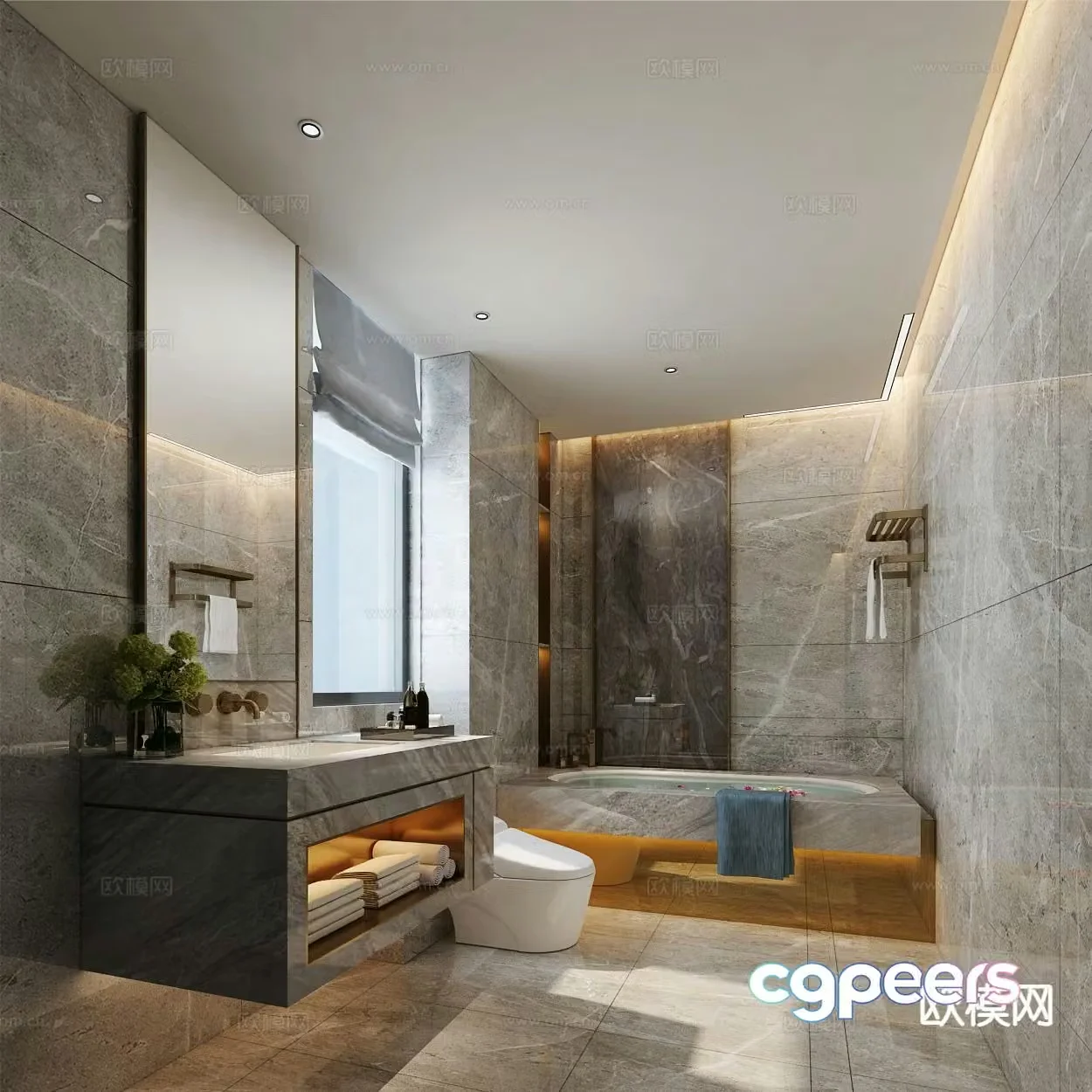 Modern minimalist bathroom bathroom 3d model