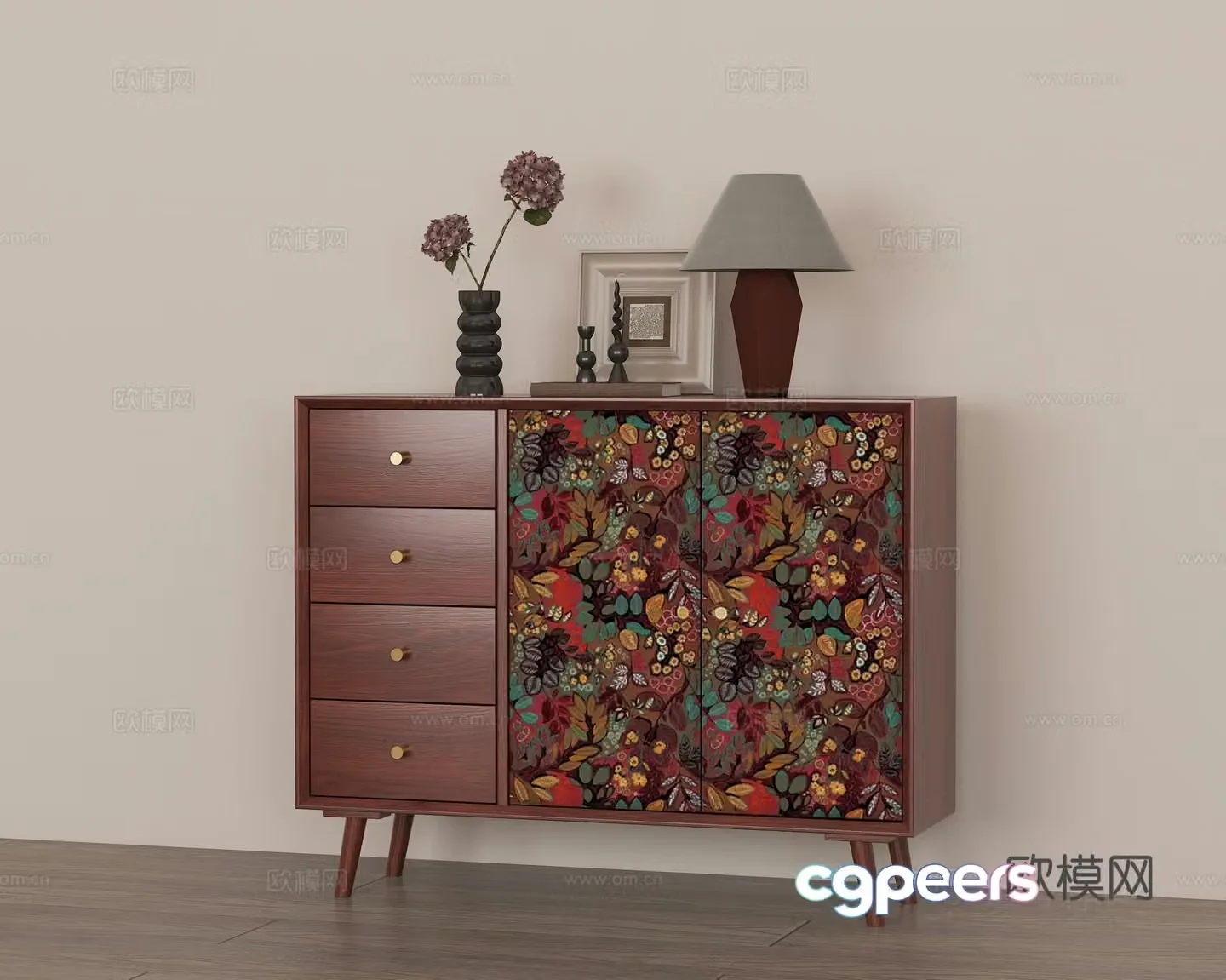 Modern medieval style end view cabinet 3D model