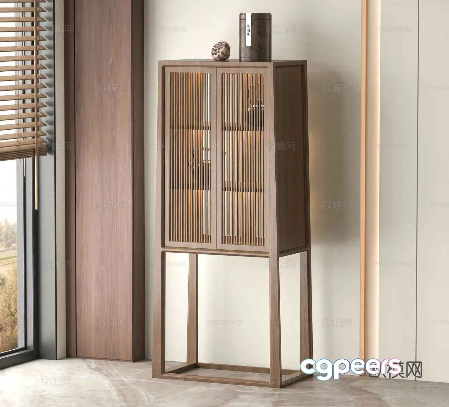 New Chinese style tea cabinet high cabinet 3d model