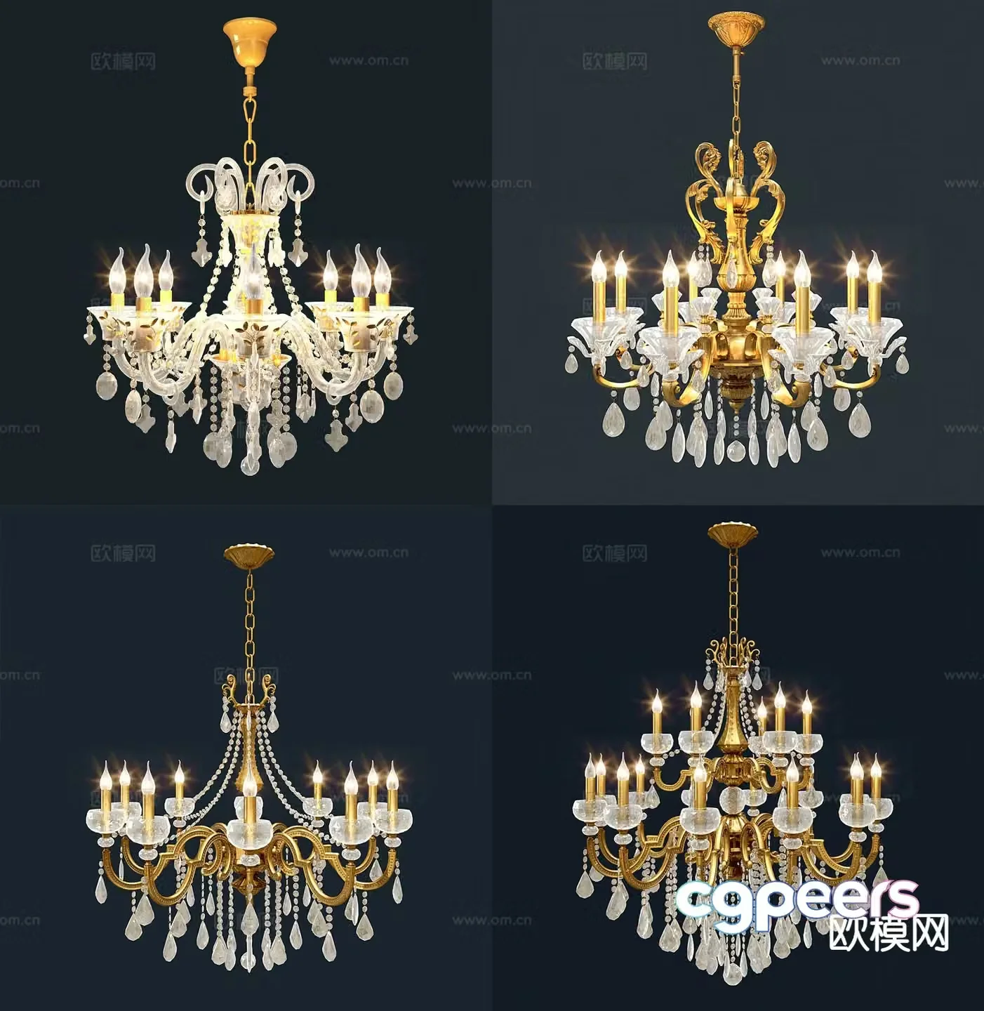 European crystal chandelier candlestick chandelier 3d model