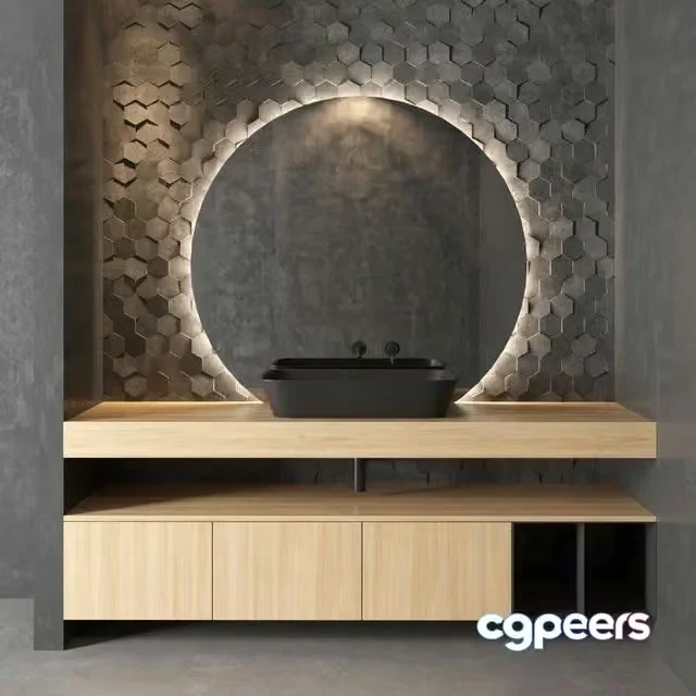 3ds Max Free – Cerasa NEROLAB Wood veneer vanity unit