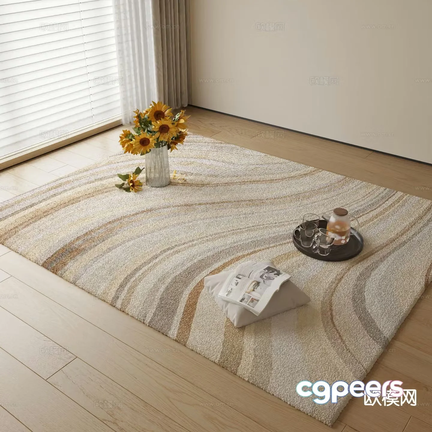 Modern striped carpet 3d model