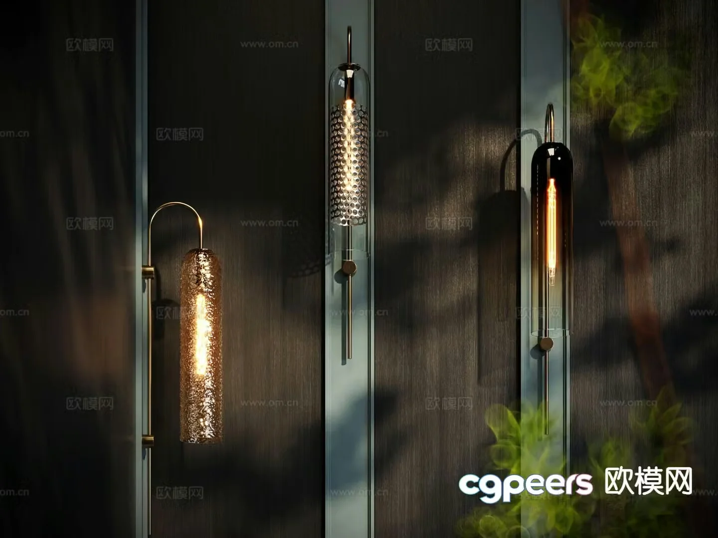 Light luxury metal wall lamp long strip wall lamp 3d model