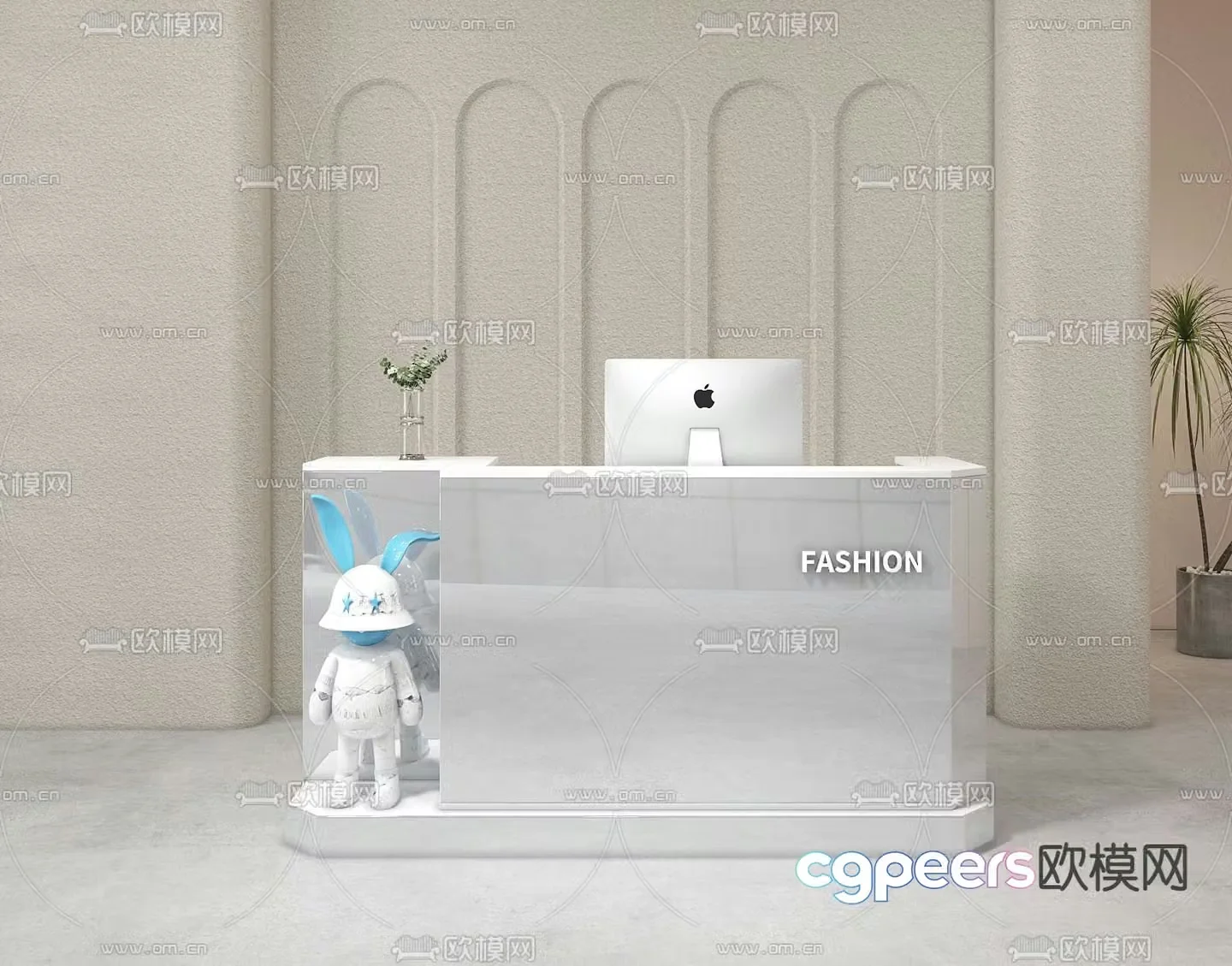 Front desk reception desk cashier 3d model