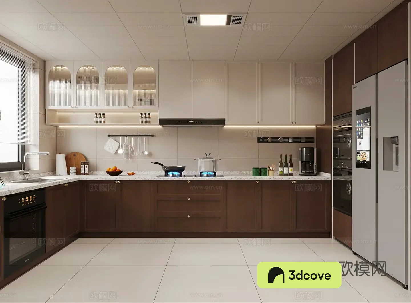 Middle style kitchen cabinet 3d model