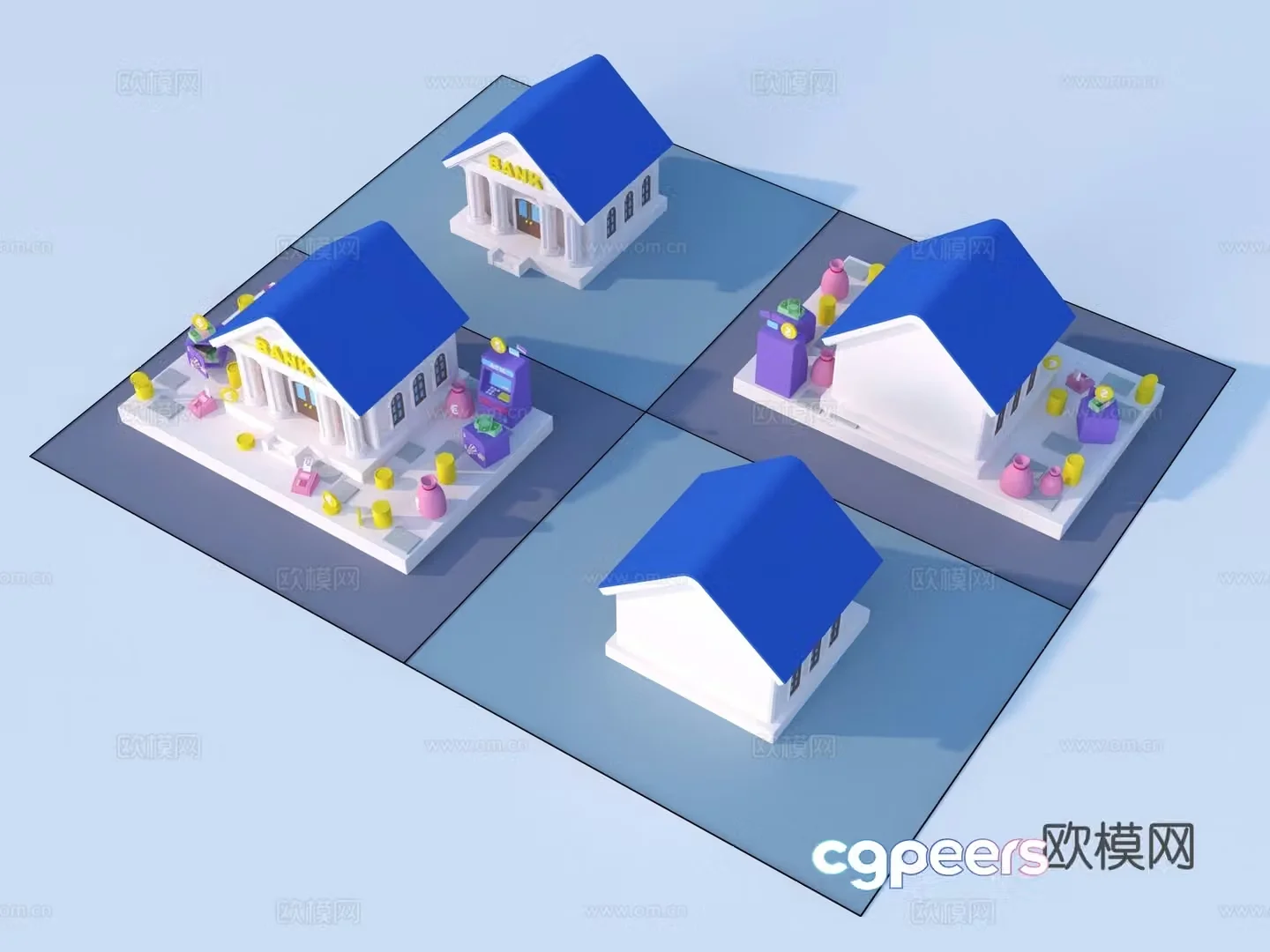 Cartoon toys architectural sketch 3d model