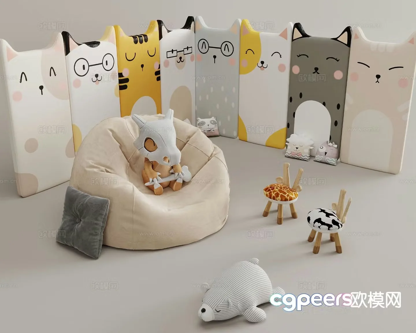 Children’s products cartoon soft bag children’s bench doll 3d model