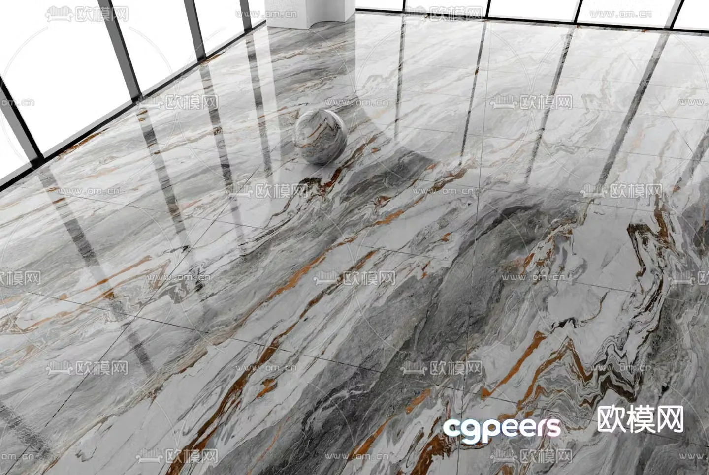 Marble floor tiles wavy marble 3d model