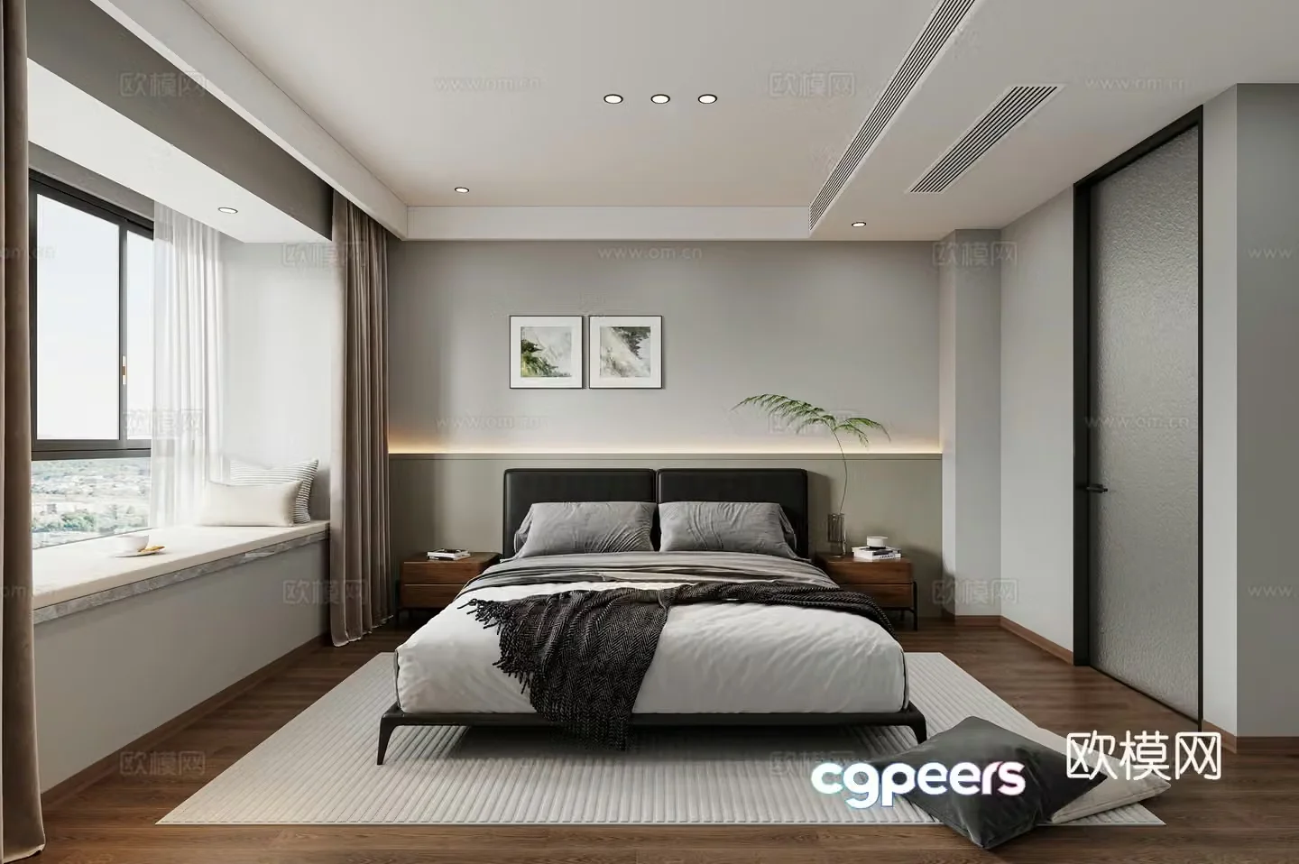 Italian bedroom modern bedroom simple bedroom master bedroom wardrobe dressing table 3d model