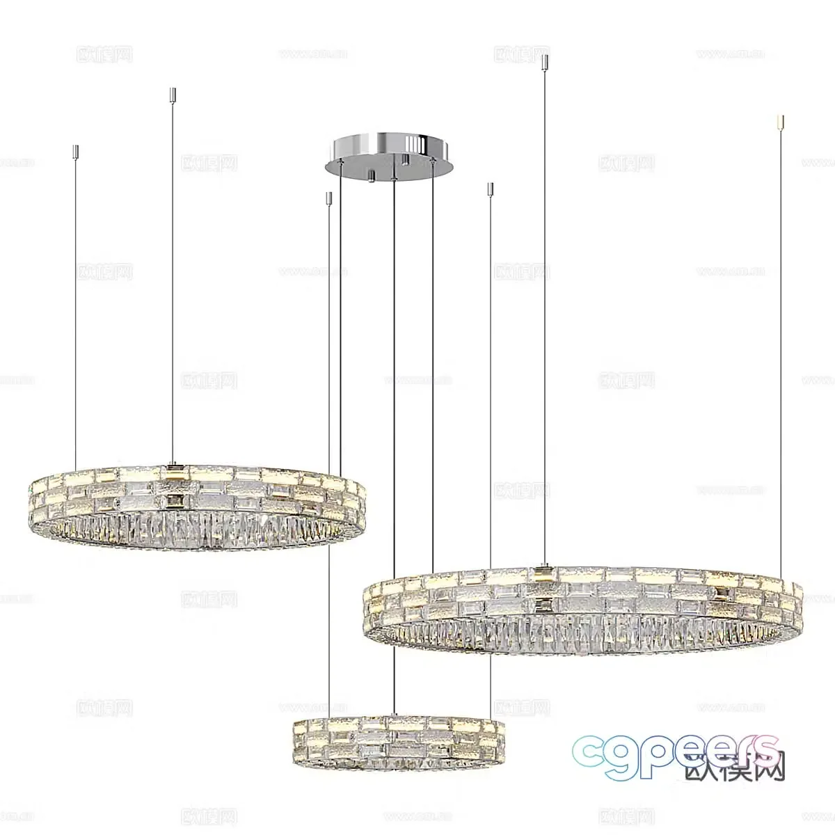 Light luxury chandeliers ring crystal lamp 3d model