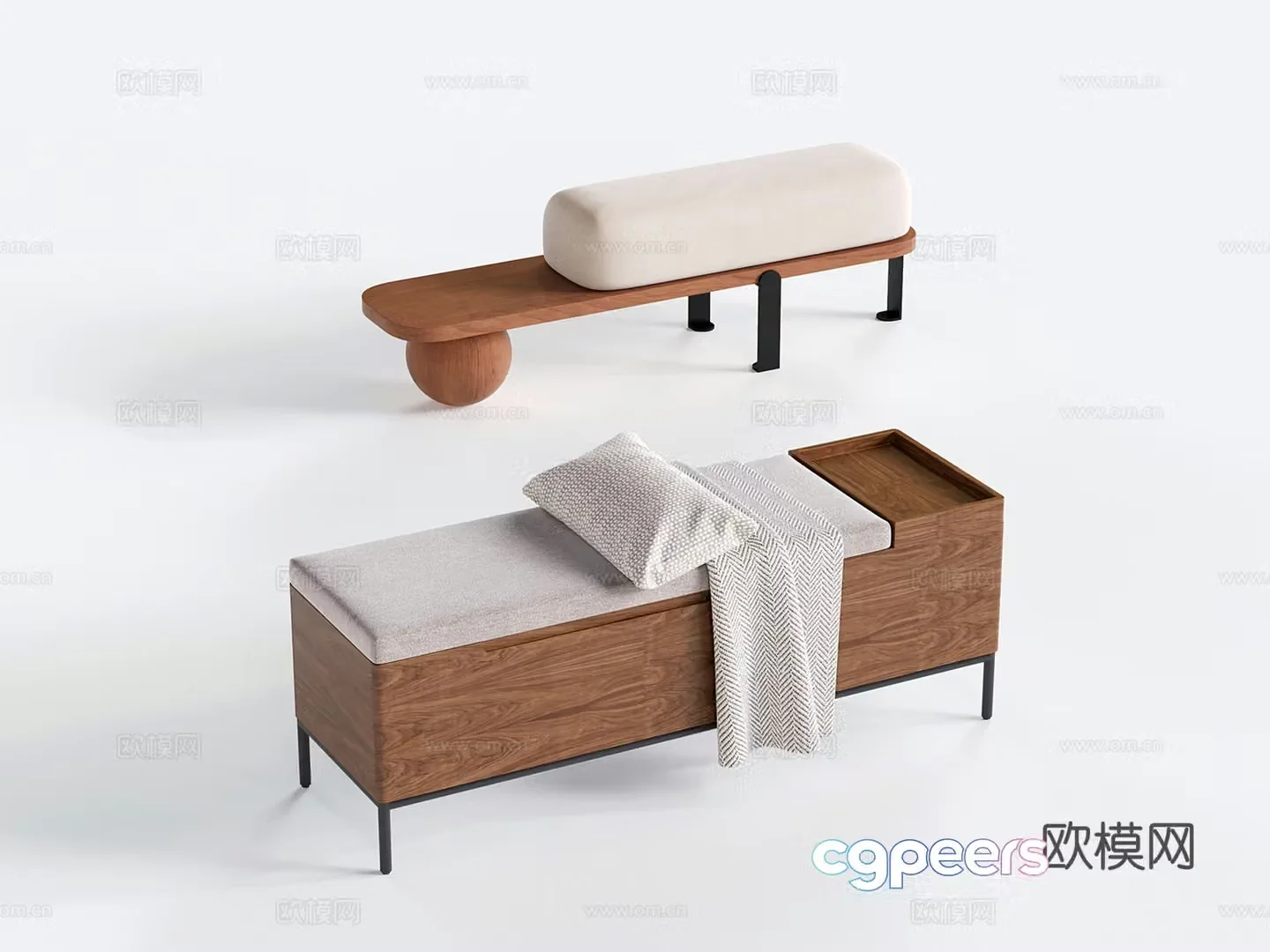 Modern bed stool soft couch shoe stool sofa stool storage stool 3D model