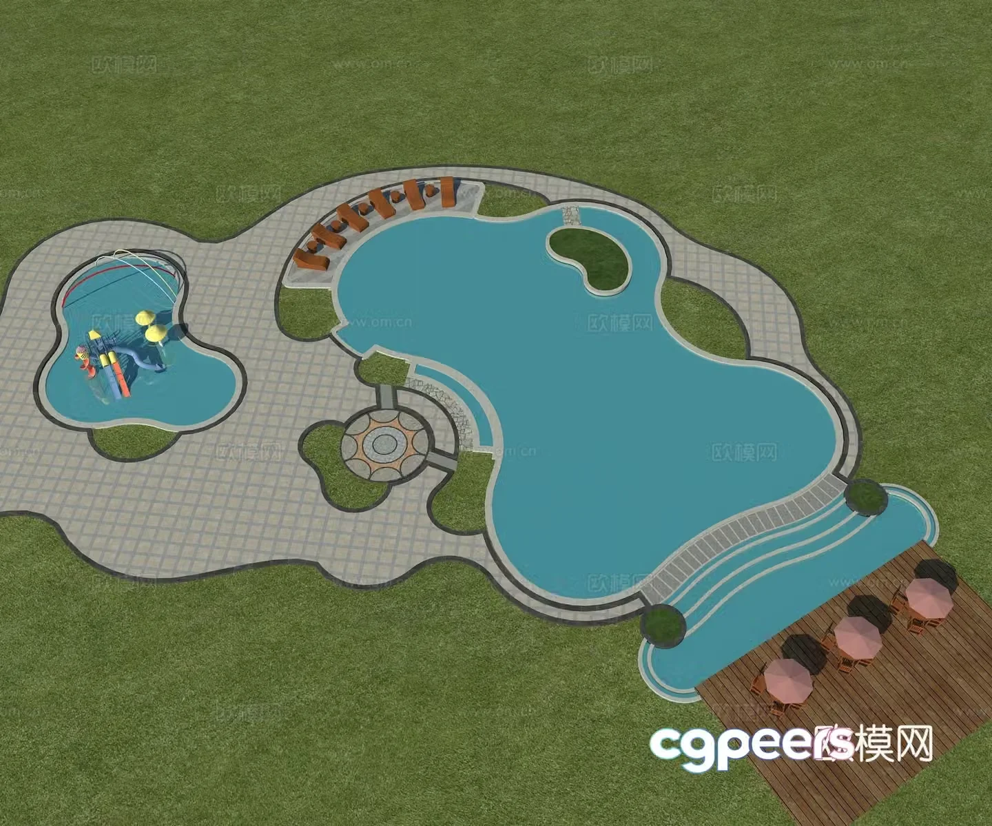 Swimming pool Outdoor swimming pool Infinity pool 3d model