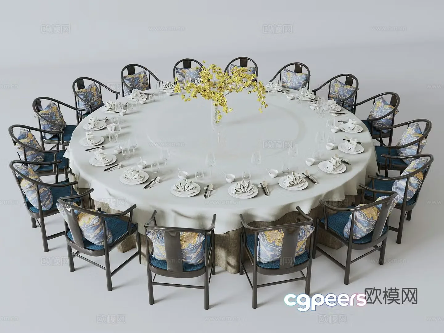 New Chinese private room dining table 3D model