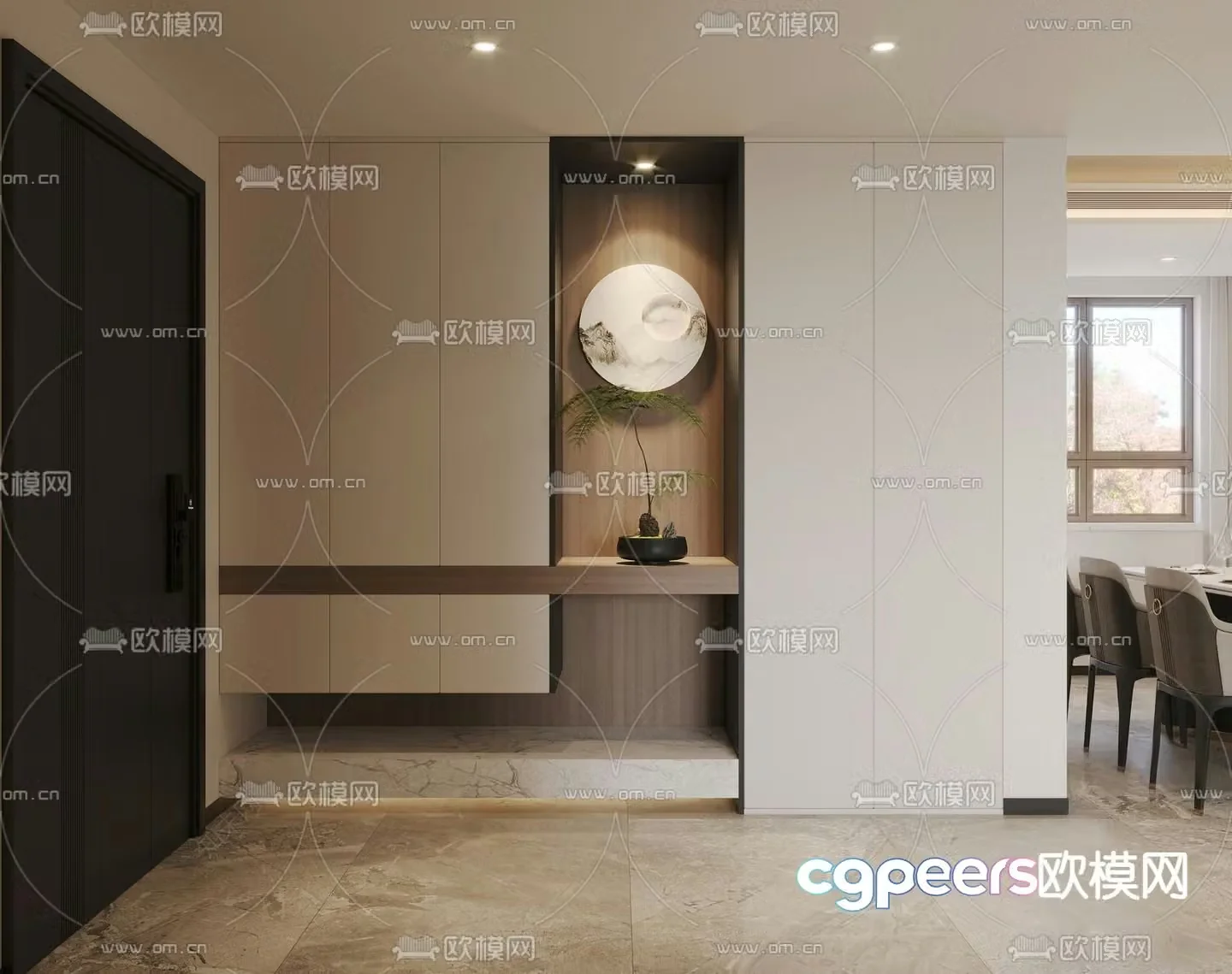 Entrance Shoe Cabinet Decorative Entrance 3D Model