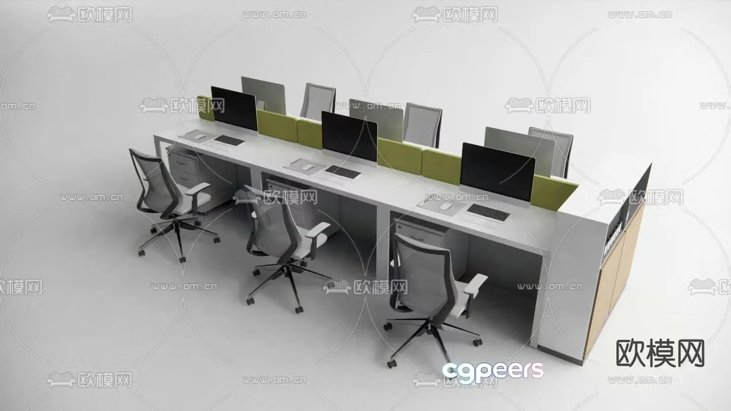 Office desk and chair screen booth 3d model