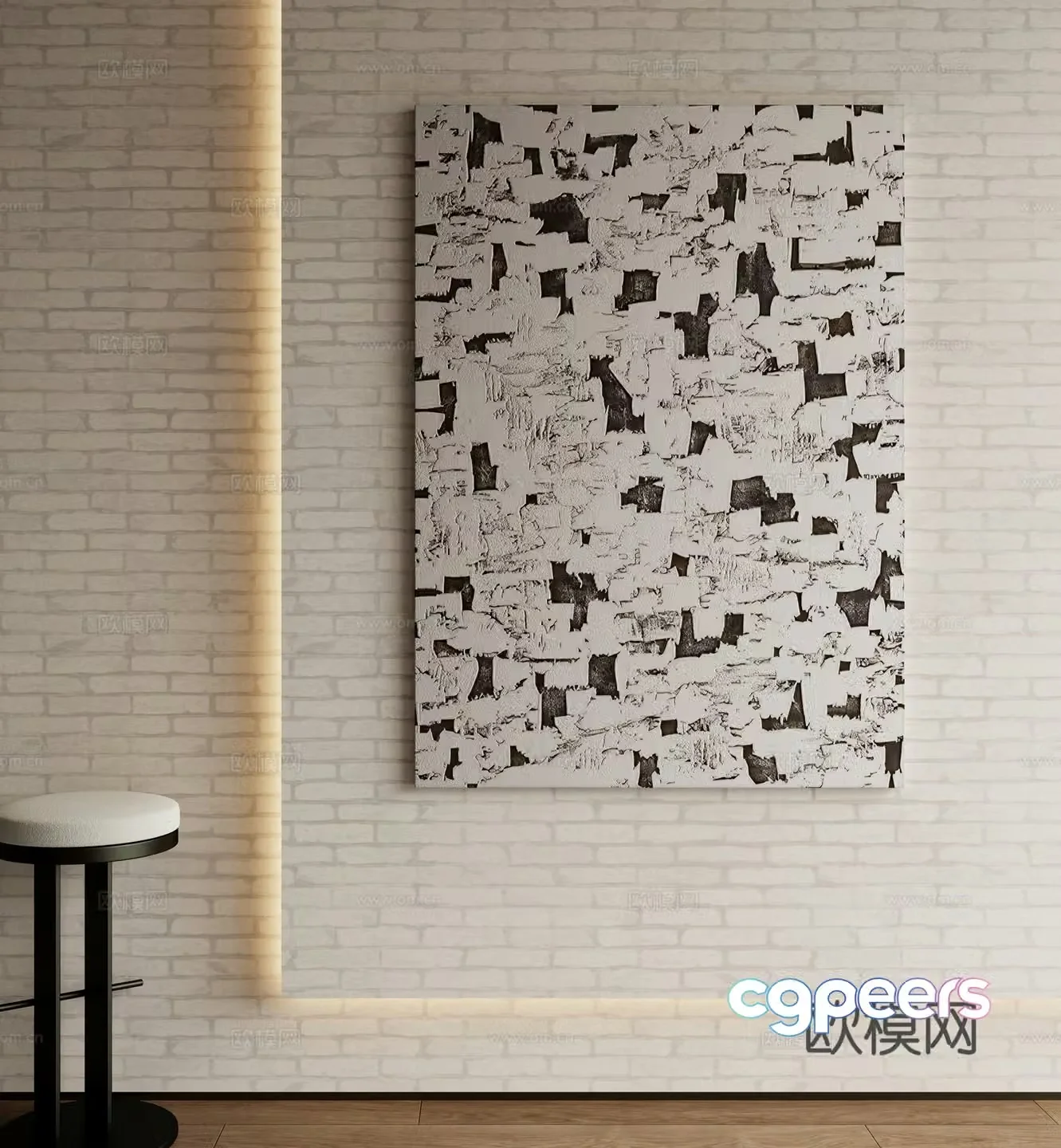 Modern texture painting decorative painting 3d model