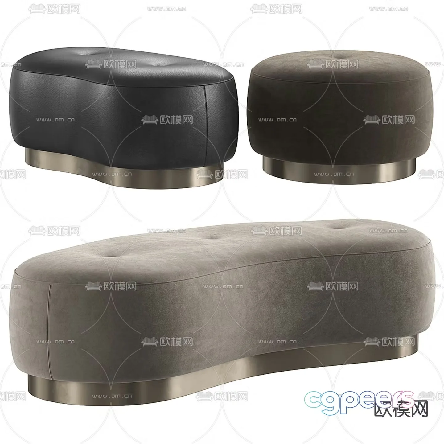 Minotti sofa stool stool 3d model