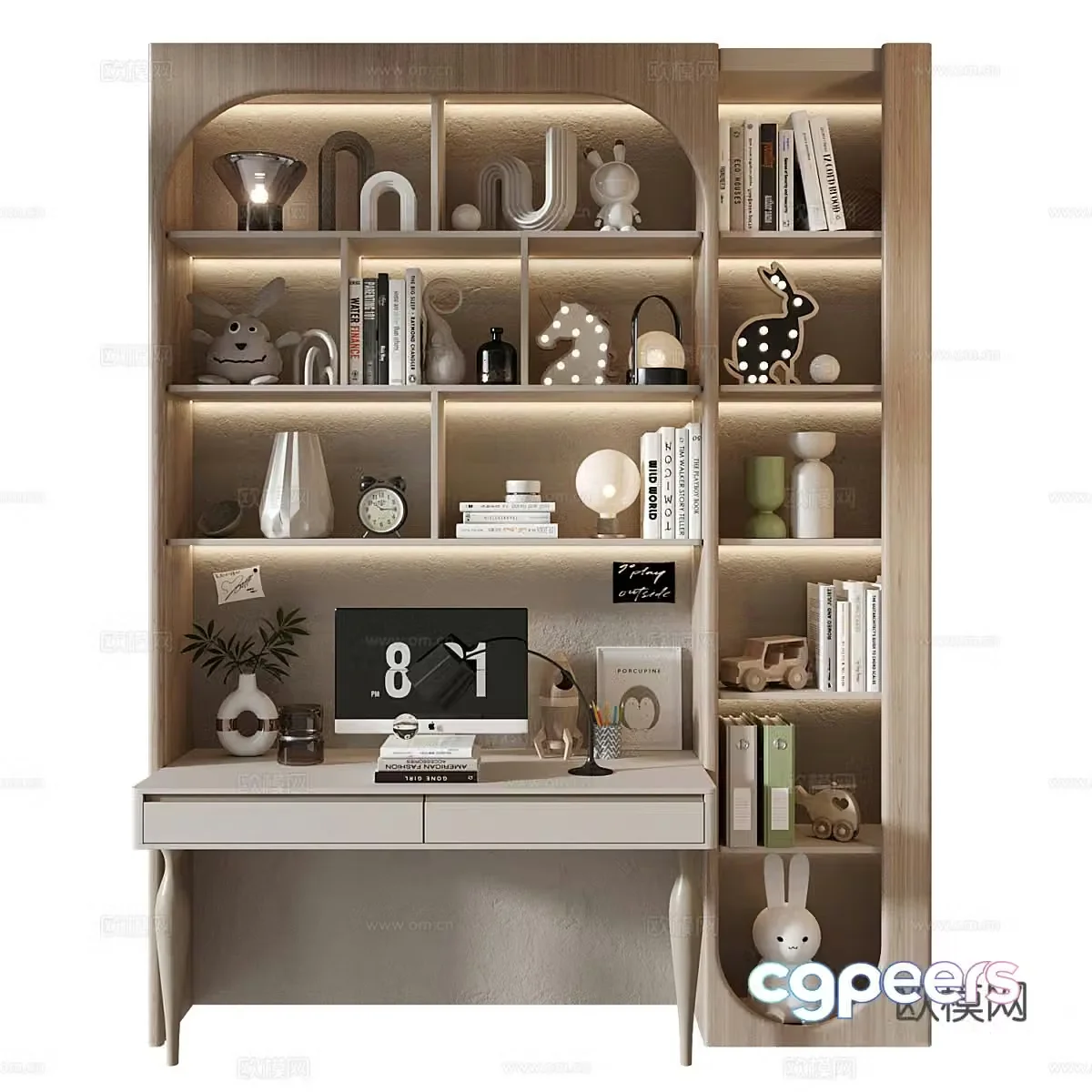 New Chinese style Wasabi children’s bookcase 3D model