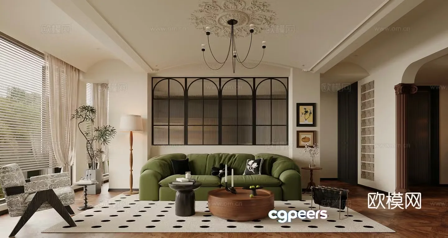 French retro living room 3d model
