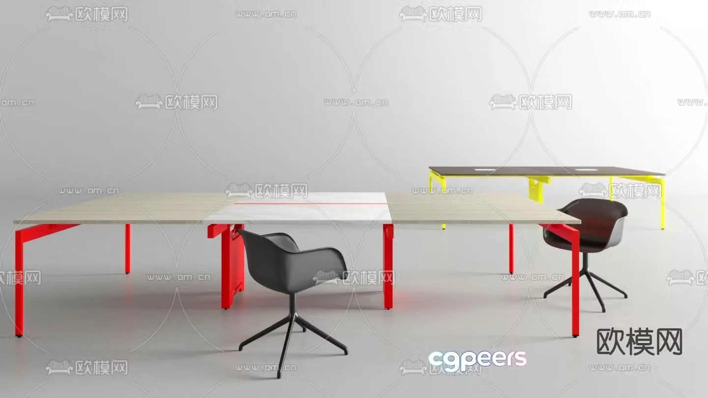 office desk conference table 3d model