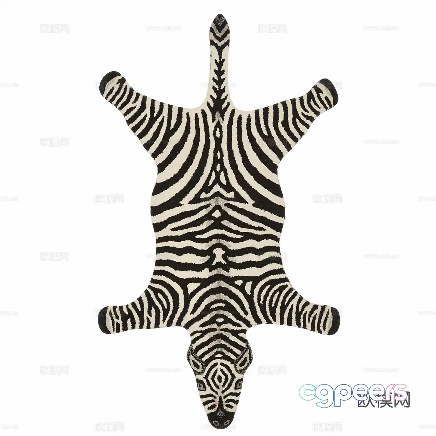 Animal fur carpet Zebra carpet 3d model