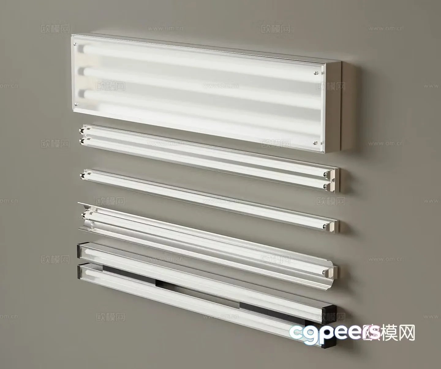 Industrial style LED fluorescent lamp long linear lamp 3d model