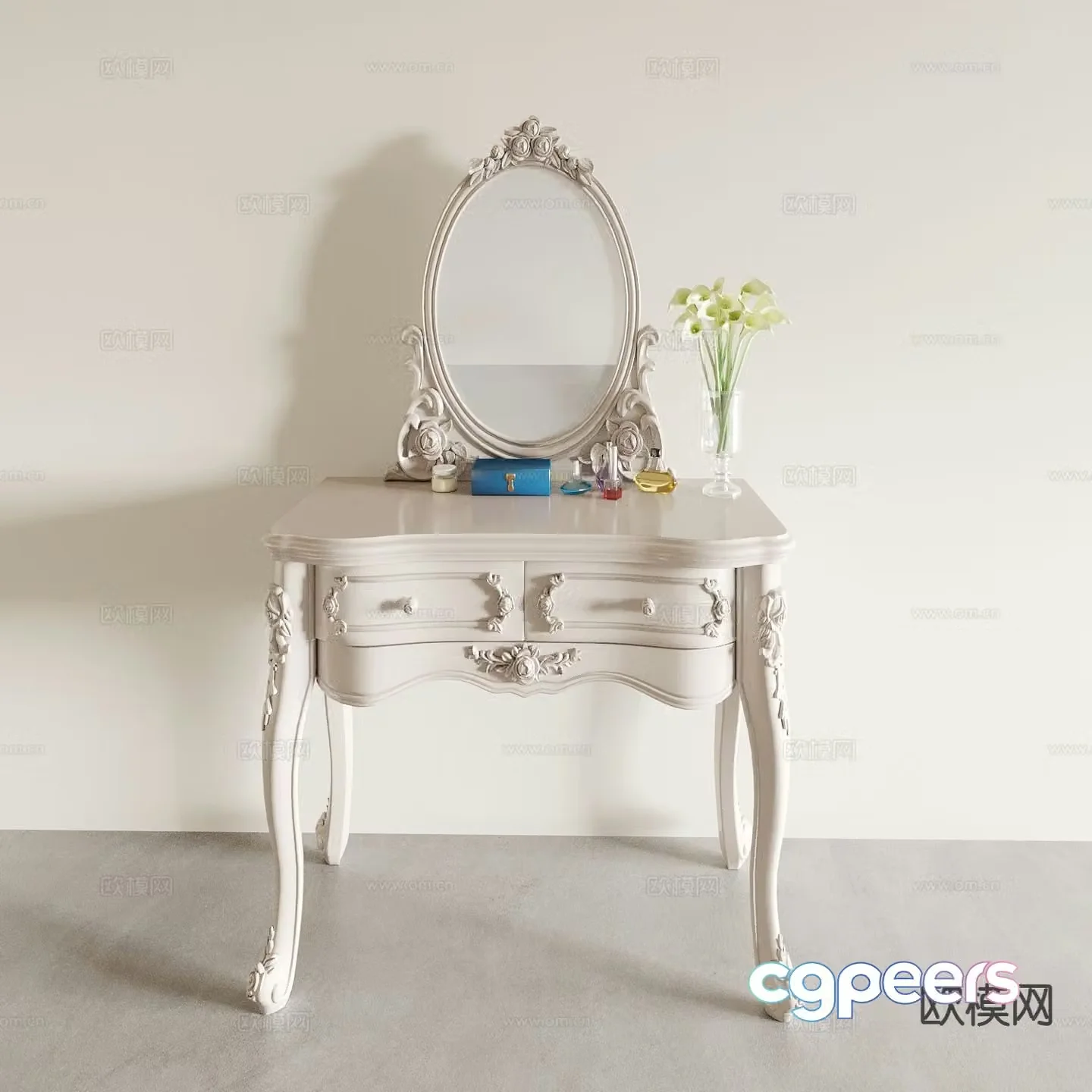 European dressing table dressing table 3d model