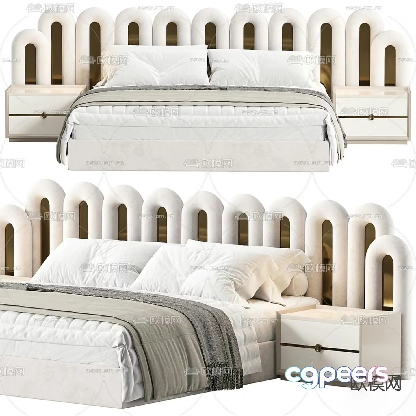 Modern double bed 3d model