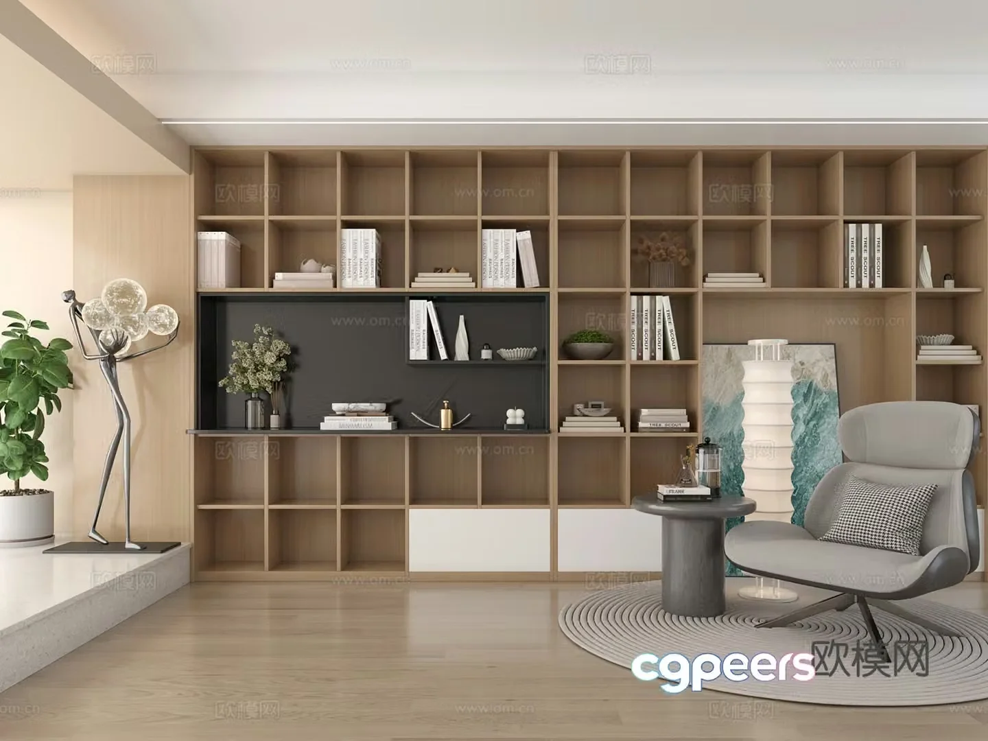 Modern bookcase Living room furniture combination Ornament combination 3D model