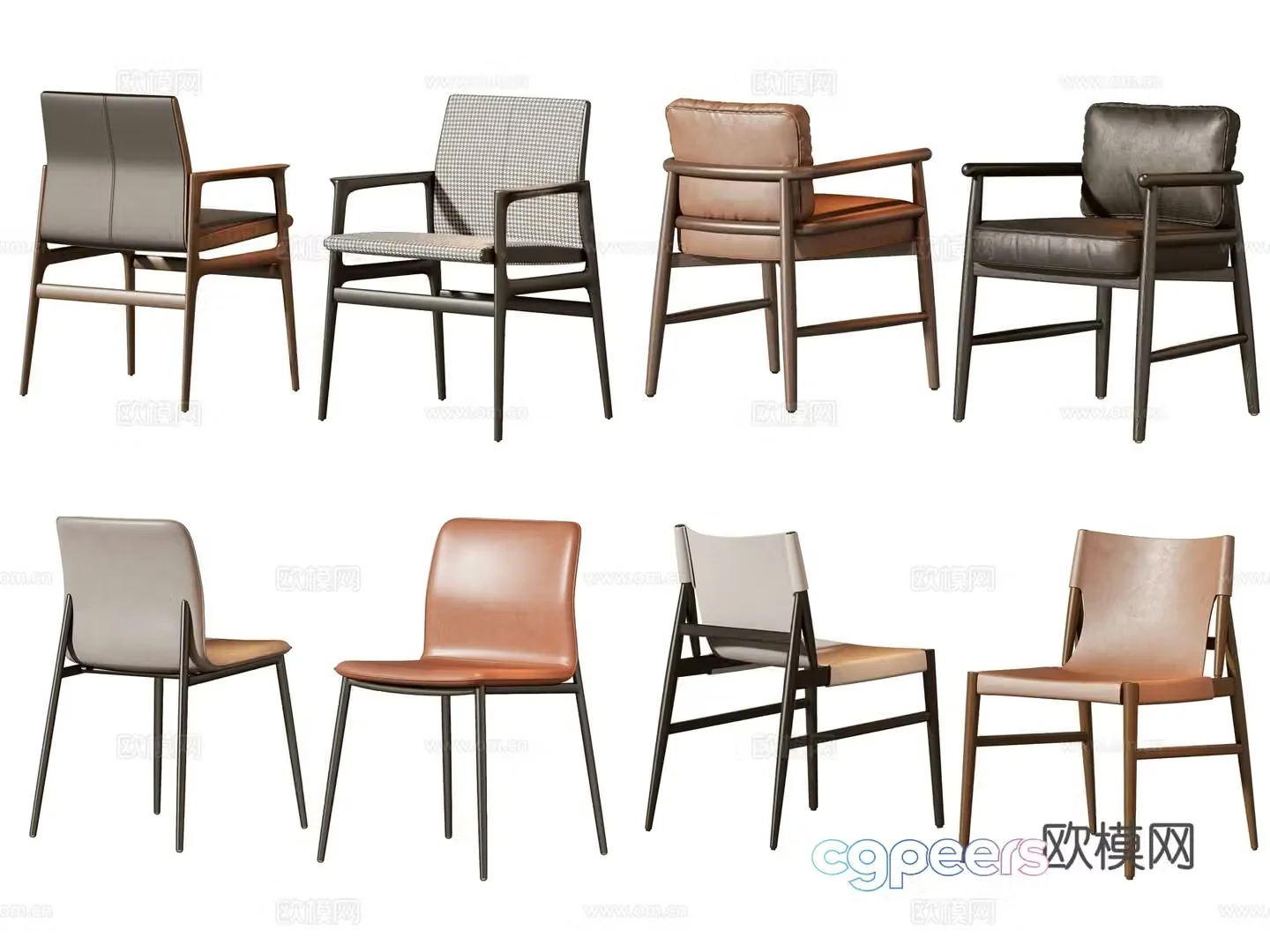 New Chinese style single chair dining chair 3D model