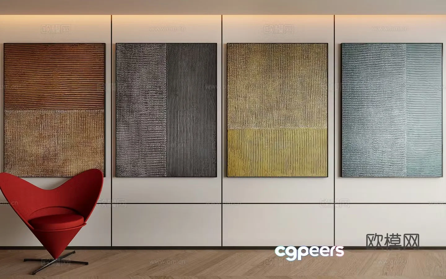 Modern minimalist decorative painting 3d model