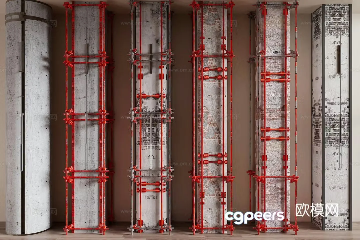 Industrial style pillar cement pillar square pillar 3d model
